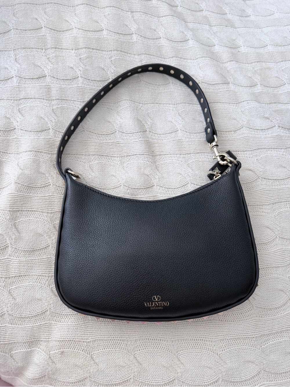 Valentino Garavani Black Leather Shoulder Bag